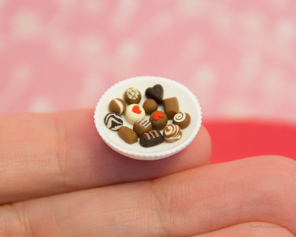 1:2 scale miniature chocolates in a bowl
